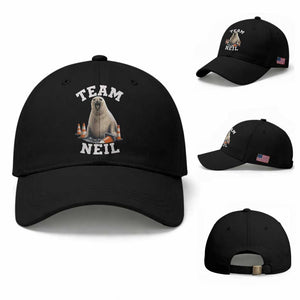 Team Neil The Seal Baseball Cap Funny Tasmania Elephant Seal with Traffic Cone TS11 Baseball Cap Universal Fit Black Print Your Wear