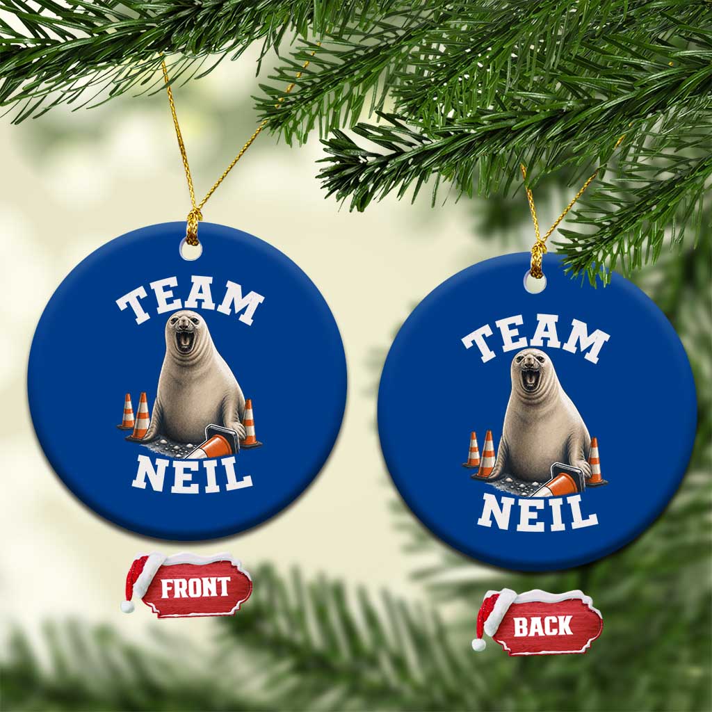 Team Neil The Seal Ceramic Ornament Funny Tasmania Elephant Seal with Traffic Cone TS11 1pc Blue Print Your Wear