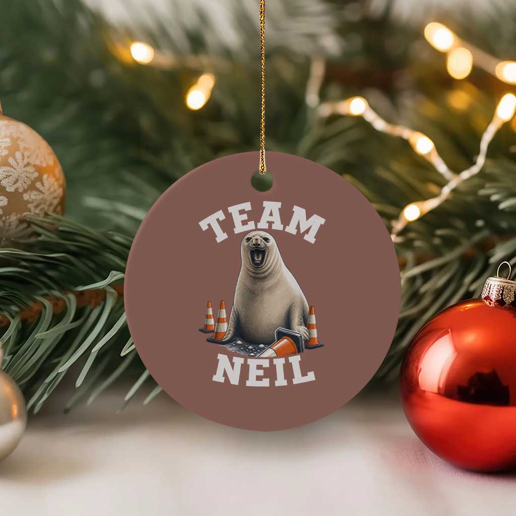Team Neil The Seal Ceramic Ornament Funny Tasmania Elephant Seal with Traffic Cone TS11 1pc Mocha Print Your Wear