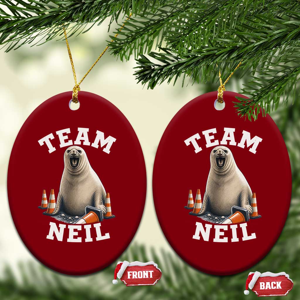 Team Neil The Seal Ceramic Ornament Funny Tasmania Elephant Seal with Traffic Cone TS11 Print Your Wear
