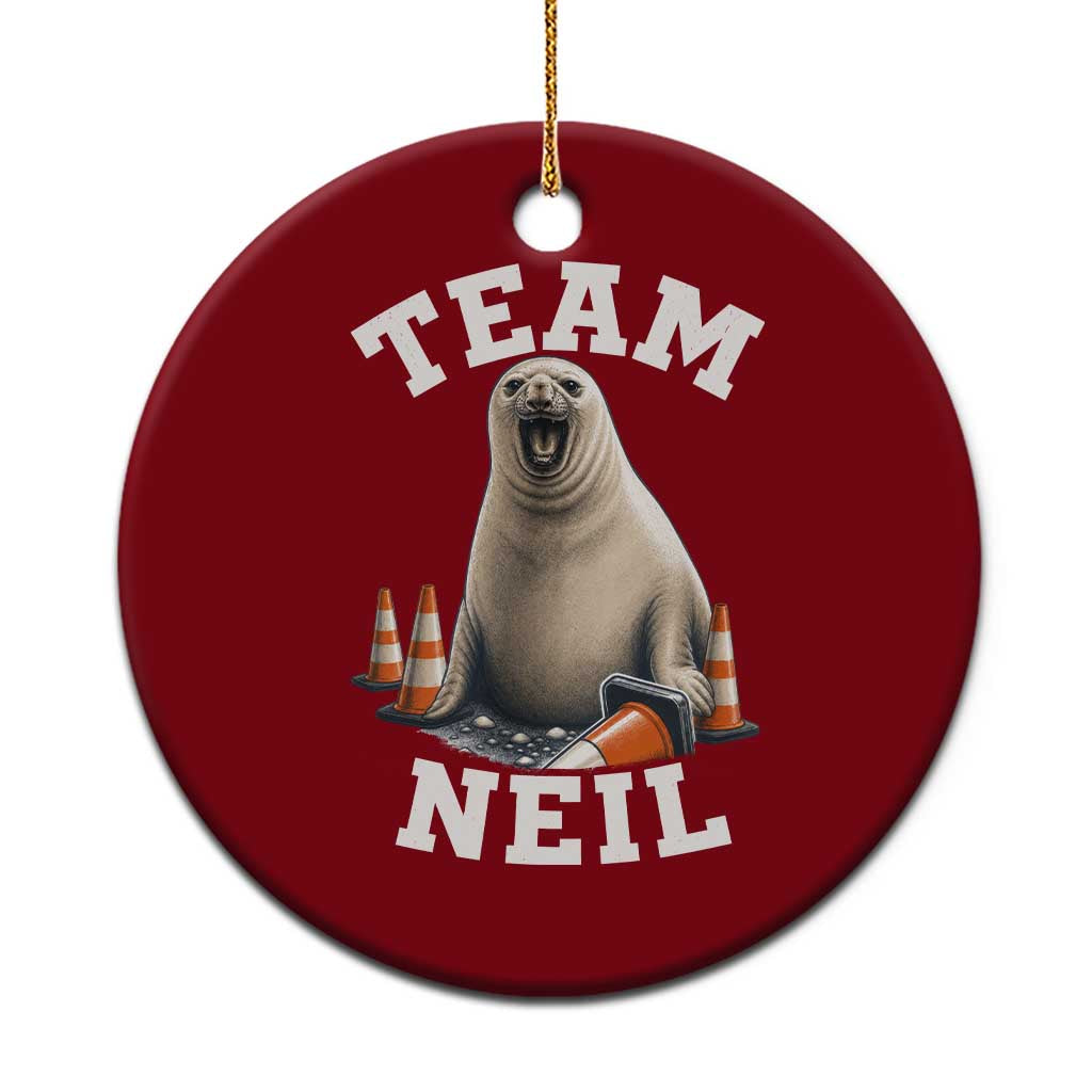 Team Neil The Seal Ceramic Ornament Funny Tasmania Elephant Seal with Traffic Cone TS11 1pc Red Print Your Wear