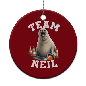 Team Neil The Seal Ceramic Ornament Funny Tasmania Elephant Seal with Traffic Cone TS11 1pc Red Print Your Wear