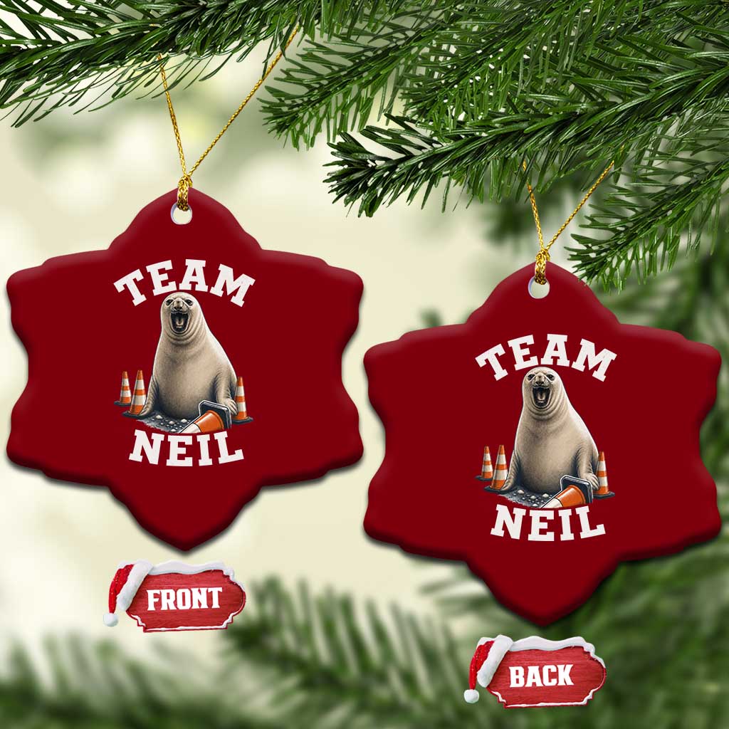 Team Neil The Seal Ceramic Ornament Funny Tasmania Elephant Seal with Traffic Cone TS11 Print Your Wear