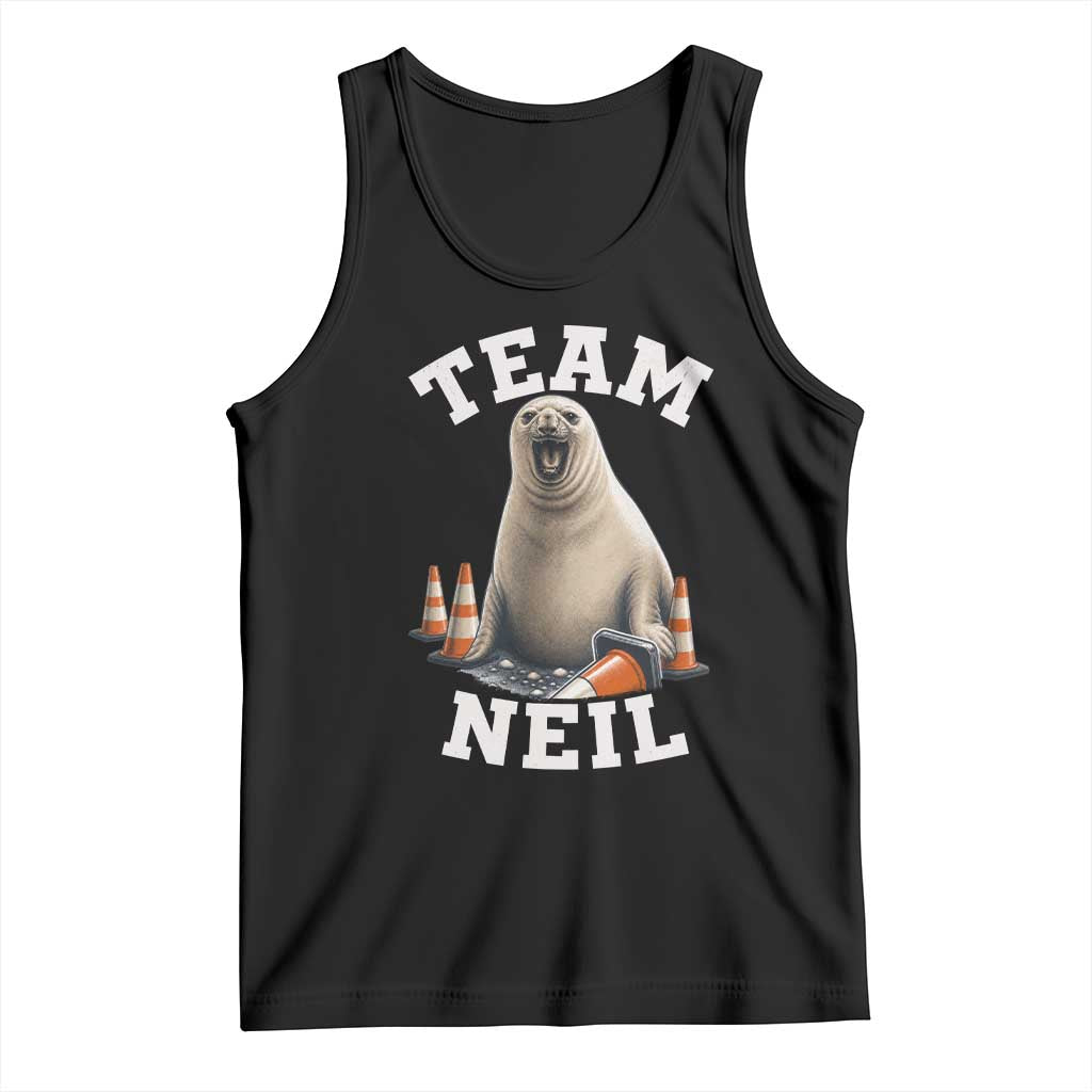 Team Neil The Seal Tank Top Funny Tasmania Elephant Seal with Traffic Cone TS11 Black Print Your Wear