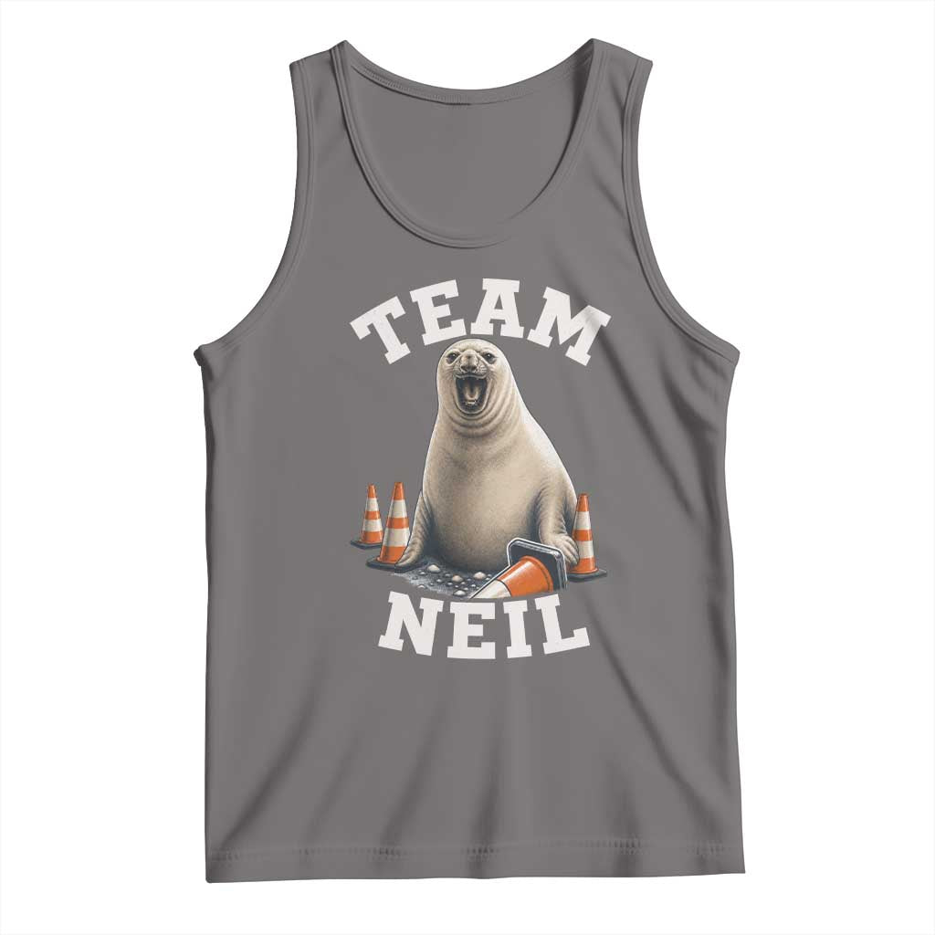 Team Neil The Seal Tank Top Funny Tasmania Elephant Seal with Traffic Cone TS11 Deep Heather Print Your Wear