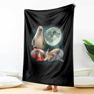 Funny Neil The Seal Howling at Moon 90s Retro Throw Blanket TS11 Print Your Wear