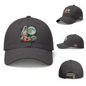 Funny Neil The Seal Howling at Moon 90s Retro Baseball Cap TS11 Baseball Cap Universal Fit Dark Gray Print Your Wear