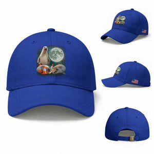 Funny Neil The Seal Howling at Moon 90s Retro Baseball Cap TS11 Baseball Cap Universal Fit Royal Blue Print Your Wear