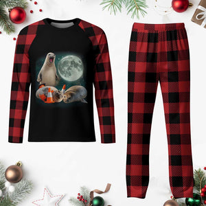 Funny Neil The Seal Howling at Moon 90s Retro Plaid Pajama Set TS11 Buffalo Plaid Print Your Wear