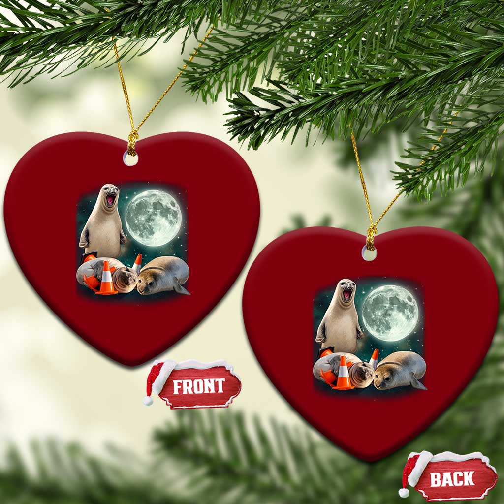 Funny Neil The Seal Howling at Moon 90s Retro Ceramic Ornament TS11 Print Your Wear