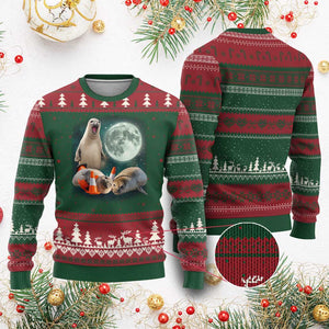 Funny Neil The Seal Howling at Moon 90s Retro Ugly Christmas Sweater TS11 Red Green Print Your Wear