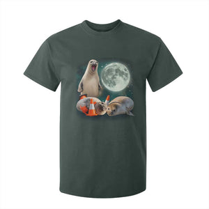 Funny Neil The Seal Howling at Moon 90s Retro T Shirt For Kid TS11 Dark Forest Green Print Your Wear