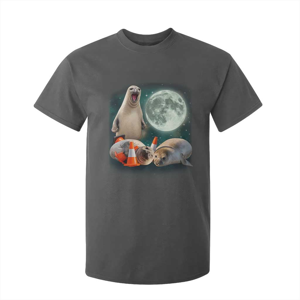 Funny Neil The Seal Howling at Moon 90s Retro T Shirt For Kid TS11 Dark Heather Print Your Wear