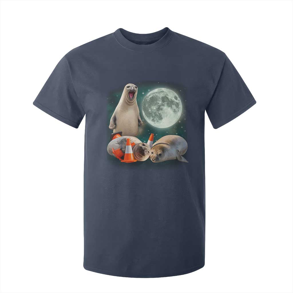 Funny Neil The Seal Howling at Moon 90s Retro T Shirt For Kid TS11 Navy Print Your Wear