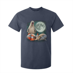 Funny Neil The Seal Howling at Moon 90s Retro T Shirt For Kid TS11 Navy Print Your Wear
