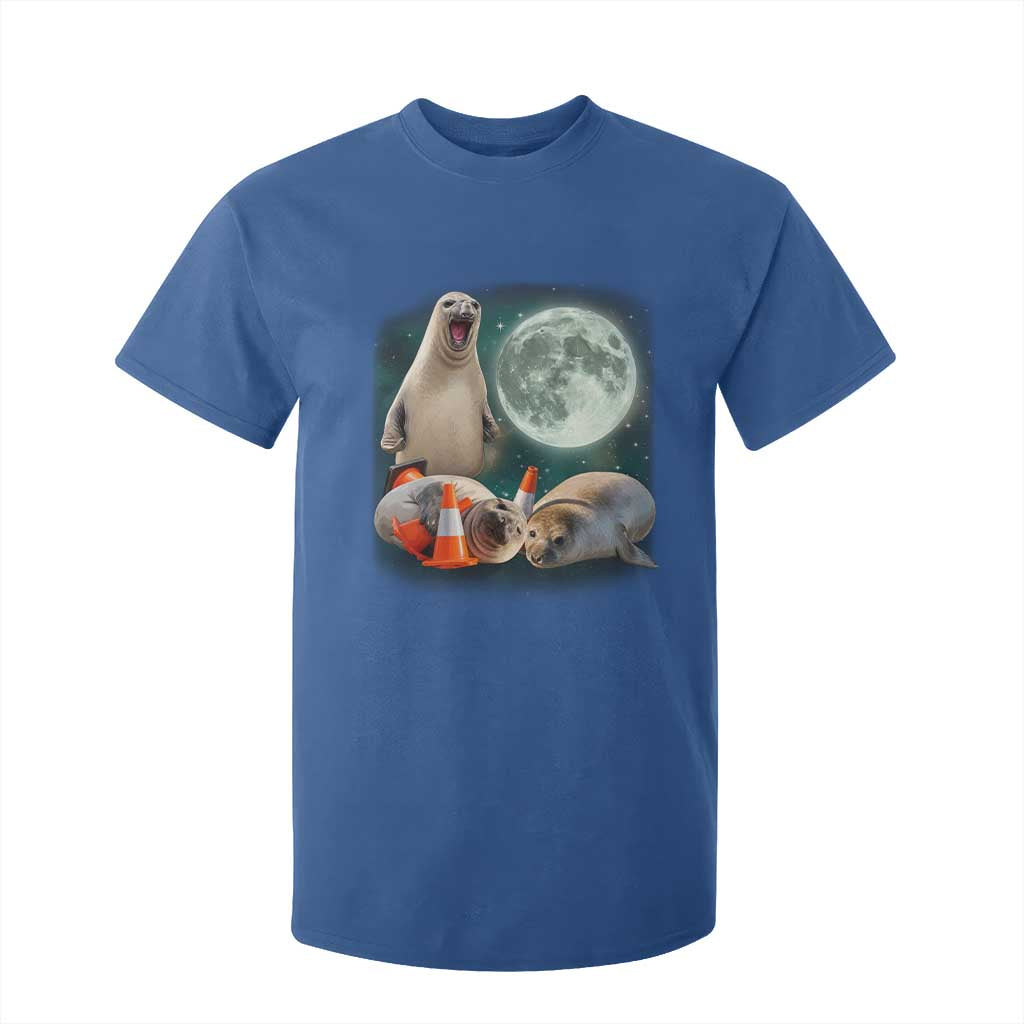 Funny Neil The Seal Howling at Moon 90s Retro T Shirt For Kid TS11 Royal Blue Print Your Wear