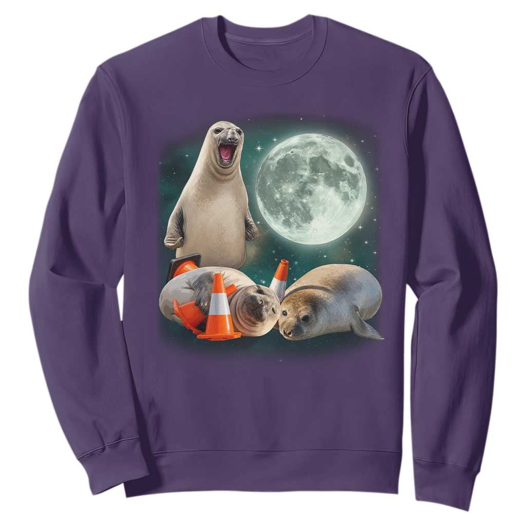 Funny Neil The Seal Howling at Moon 90s Retro Sweatshirt TS11 Purple Print Your Wear