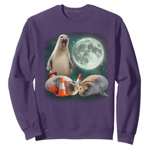 Funny Neil The Seal Howling at Moon 90s Retro Sweatshirt TS11 Purple Print Your Wear