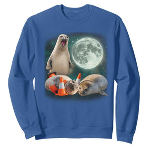Funny Neil The Seal Howling at Moon 90s Retro Sweatshirt TS11 Royal Blue Print Your Wear