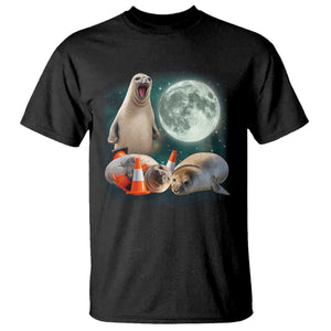Funny Neil The Seal Howling at Moon 90s Retro T Shirt TS11 Black Print Your Wear