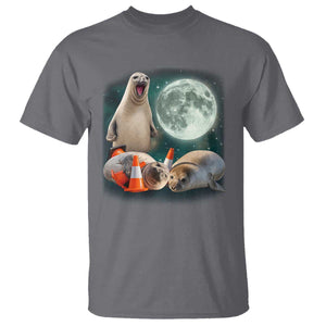 Funny Neil The Seal Howling at Moon 90s Retro T Shirt TS11 Charcoal Print Your Wear