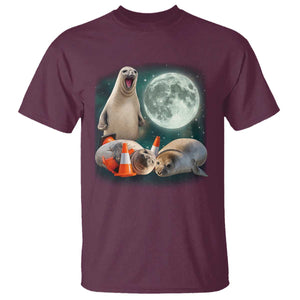 Funny Neil The Seal Howling at Moon 90s Retro T Shirt TS11 Maroon Print Your Wear