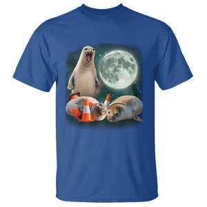 Funny Neil The Seal Howling at Moon 90s Retro T Shirt TS11 Royal Blue Print Your Wear