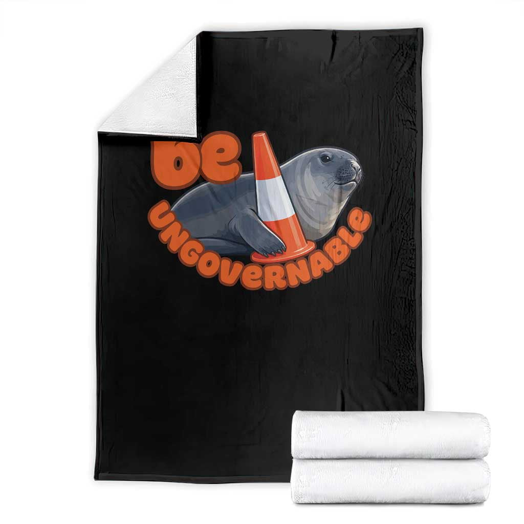 Neil The Seal Be Ungovernable Throw Blanket Funny Tasmania Elephant Seal Road TS11 Black Print Your Wear