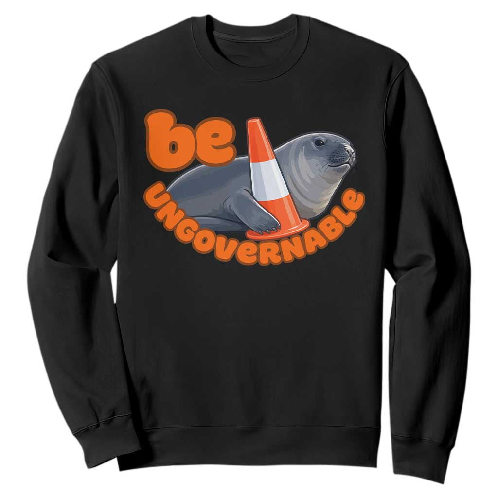 Neil The Seal Be Ungovernable Sweatshirt Funny Tasmania Elephant Seal Road TS11 Black Print Your Wear