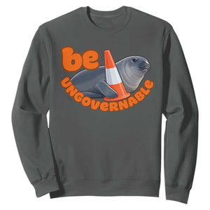 Neil The Seal Be Ungovernable Sweatshirt Funny Tasmania Elephant Seal Road TS11 Dark Heather Print Your Wear