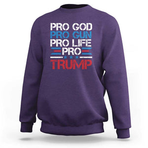 Trump Supporters Sweatshirt Pro God Pro Gun Pro Life Pro Trump Election Star TS11 Purple Print Your Wear