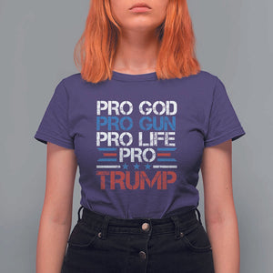 Trump Supporters T Shirt For Women Pro God Pro Gun Pro Life Pro Trump Election Star TS11 Purple Print Your Wear