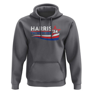 Kamala Supporter Hoodie Harris'24 I'm With Her American Flag Star TS11 Charcoal Print Your Wear