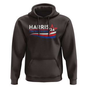 Kamala Supporter Hoodie Harris'24 I'm With Her American Flag Star TS11 Dark Chocolate Print Your Wear