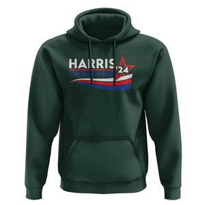 Kamala Supporter Hoodie Harris'24 I'm With Her American Flag Star TS11 Dark Forest Green Print Your Wear