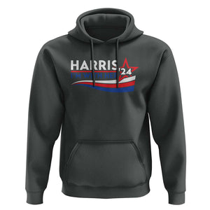 Kamala Supporter Hoodie Harris'24 I'm With Her American Flag Star TS11 Dark Heather Print Your Wear