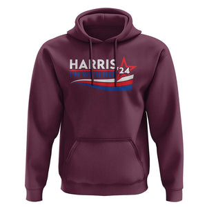 Kamala Supporter Hoodie Harris'24 I'm With Her American Flag Star TS11 Maroon Print Your Wear