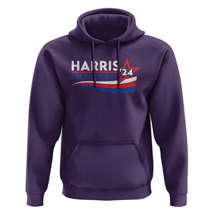 Kamala Supporter Hoodie Harris'24 I'm With Her American Flag Star TS11 Purple Print Your Wear