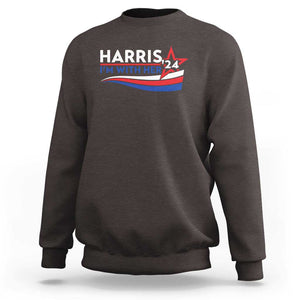 Kamala Supporter Sweatshirt Harris'24 I'm With Her American Flag Star TS11 Dark Chocolate Print Your Wear