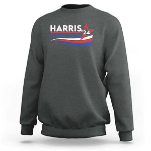 Kamala Supporter Sweatshirt Harris'24 I'm With Her American Flag Star TS11 Dark Heather Print Your Wear