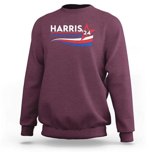 Kamala Supporter Sweatshirt Harris'24 I'm With Her American Flag Star TS11 Maroon Print Your Wear