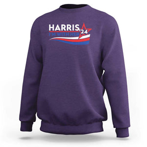 Kamala Supporter Sweatshirt Harris'24 I'm With Her American Flag Star TS11 Purple Print Your Wear