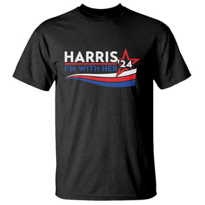 Kamala Supporter T Shirt Harris'24 I'm With Her American Flag Star TS11 Black Print Your Wear