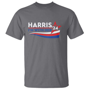 Kamala Supporter T Shirt Harris'24 I'm With Her American Flag Star TS11 Charcoal Print Your Wear