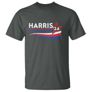 Kamala Supporter T Shirt Harris'24 I'm With Her American Flag Star TS11 Dark Heather Print Your Wear