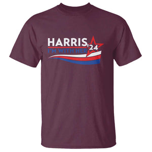 Kamala Supporter T Shirt Harris'24 I'm With Her American Flag Star TS11 Maroon Print Your Wear