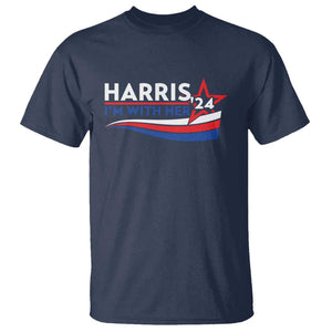 Kamala Supporter T Shirt Harris'24 I'm With Her American Flag Star TS11 Navy Print Your Wear