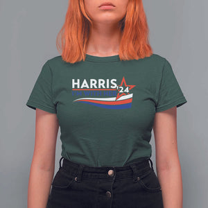 Kamala Supporter T Shirt For Women Harris'24 I'm With Her American Flag Star TS11 Dark Forest Green Print Your Wear