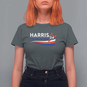 Kamala Supporter T Shirt For Women Harris'24 I'm With Her American Flag Star TS11 Dark Heather Print Your Wear