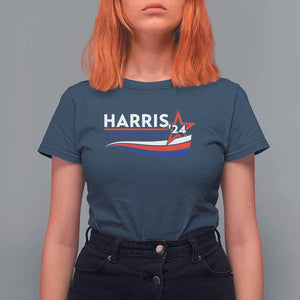 Kamala Supporter T Shirt For Women Harris'24 I'm With Her American Flag Star TS11 Navy Print Your Wear